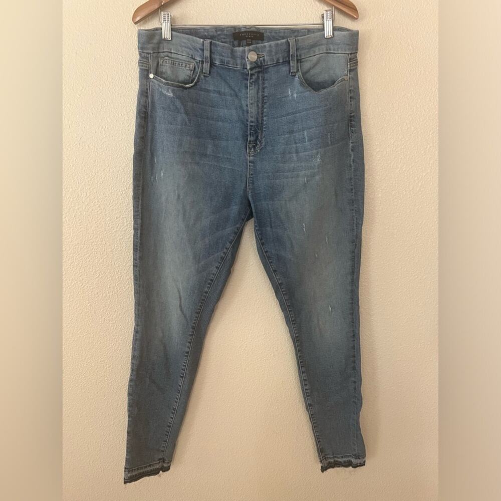 Sanctuary blue stretch raw hemline high rise skinny jeans 14W plus